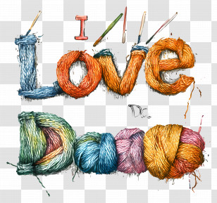 I Love Yarn Day - Colorful Yarn Love Text For Craft Enthusiasts Transparent PNG