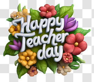 Happy Teachers Day - Happy Teacher Day Floral Greeting Transparent PNG