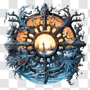 December Solstice - Abstract Art With Sun And Trees Transparent PNG