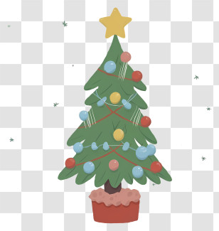 Christmas Tree Decorations - Festive Decorated Christmas Tree With Star Transparent PNG