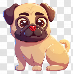 Cute Pug Puppy - Cartoon Pug Dog Illustration Transparent PNG