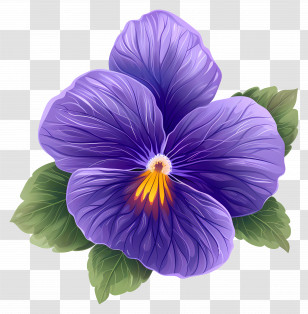 Violet Flower - Purple Flower With Green Leaves Transparent PNG