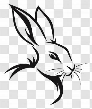 Simple Design - Rabbit Illustration In Black And White Transparent PNG