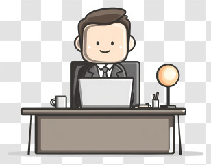 Businessman Doing Work - Office Worker At Desk With Laptop Transparent PNG