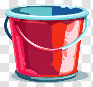 Bucket - Red Plastic Bucket Illustration Transparent PNG