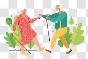 Elderly Couple - Elderly Couple Walking Outdoors Transparent PNG