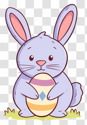 Easter Bunny - Purple Bunny Holding An Easter Egg Transparent PNG
