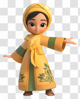 Cute Cartoon Doll - Friendly Animated Character In Yellow Robe Transparent PNG