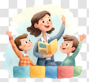 Reading To Children - Teacher Reading To Children Transparent PNG
