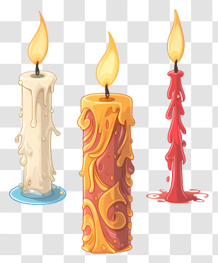 Candles - Colorful Decorative Candles With Artistic Wax Design Transparent PNG