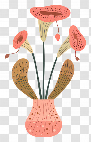Pitcher Plant - Pink Flowers In A Vase Transparent PNG