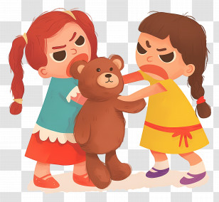 Two Girls Fighting - Two Girls Fighting Over Teddy Bear Transparent PNG