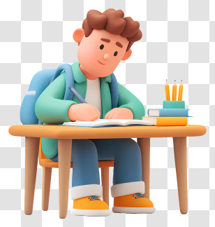 Student Doing Homework - Student Writing At Desk Transparent PNG