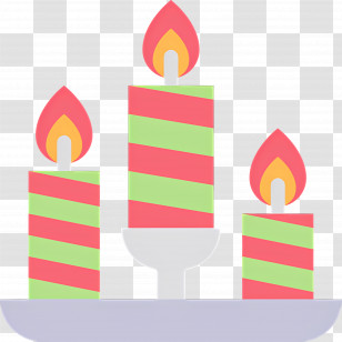 Candle Lighting - Striped Candles On Holder Transparent PNG