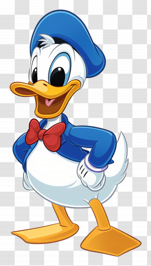 Donald Duck - Cartoon Duck In Blue Jacket With Red Bow Tie Transparent PNG