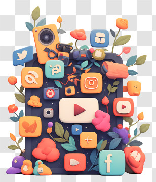 Social Media - Colorful Social Media Icons Transparent PNG