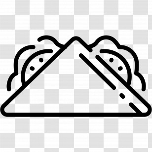 Fast Food Outline - Black And White Taco Drawing Transparent PNG