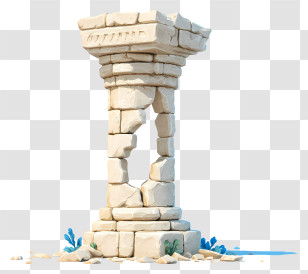 Ancient Broken Pillar - Ancient Stone Column Ruins Transparent PNG