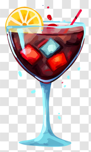 Red Drink - Wine Glass With Red Cocktail And Garnish Transparent PNG
