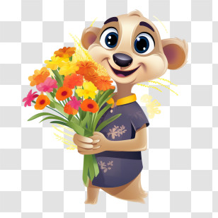 Cute Meerkat
 - Cartoon Meerkat Holding Flowers Transparent PNG