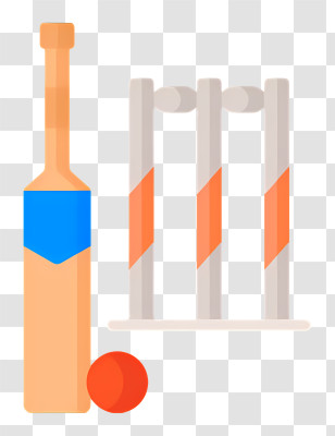 Cricket Icon - Cricket Bat, Ball, And Stumps Transparent PNG