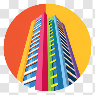 Building Icon - Colorful Modern Building Transparent PNG
