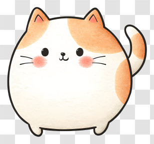 Chubby Cartoon Cat - Round Chubby Kawaii Cat Transparent PNG