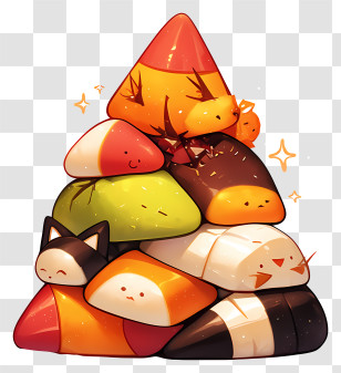 Candy Corn Pile - Cute Kawaii Sushi Stack Transparent PNG