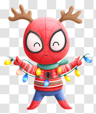 Christmas Spiderman - Chibi Spider Hero In Christmas Sweater Transparent PNG