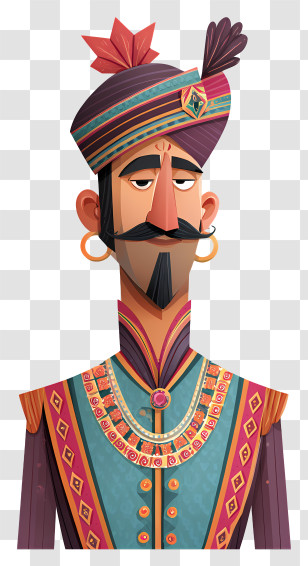 Indian Jeweler - Royal Character With Turban And Jewelry Transparent PNG