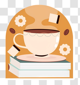 Tea Time - Coffee Cup On Books Illustration Transparent PNG