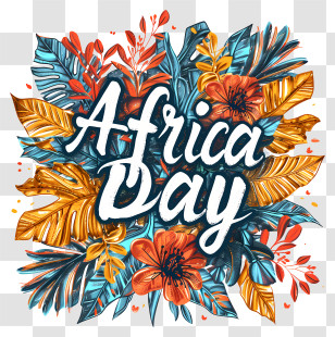 Africa Day - Colorful Africa Day Design With Flowers And Leaves Transparent PNG