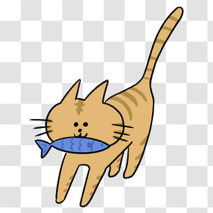 Cartoon - Cute Cartoon Cat Carrying Fish Transparent PNG
