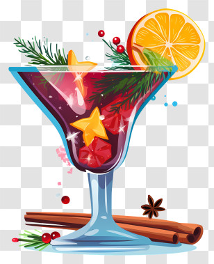 Red Cocktail - Festive Colorful Cocktail With Orange Slice Transparent PNG