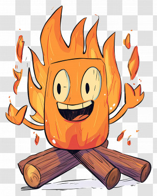 Campfire - Cartoon Campfire With Happy Face Illustration Transparent PNG