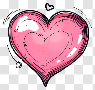 Pink Heart - Pink Doodle Heart Illustration Transparent PNG