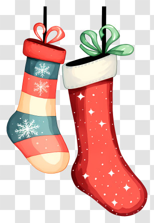 Socks - Festive Christmas Stockings With Snowflakes Transparent PNG