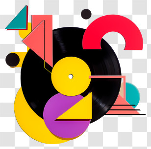 Vinyl Record - Colorful Geometric Shapes With Vinyl Record Transparent PNG