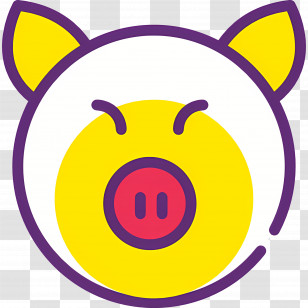 Pig Face - Playful Yellow Cartoon Pig Face Transparent PNG