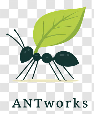 Antworks Logo - Ant Carrying Leaf Logo Transparent PNG