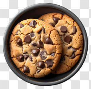 Chocolate Chip Cookies In Bowl - Chocolate Chip Cookies In A Bowl Transparent PNG