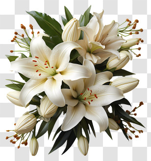 Easter Lily - White Lily Flower Bouquet Illustration Transparent PNG