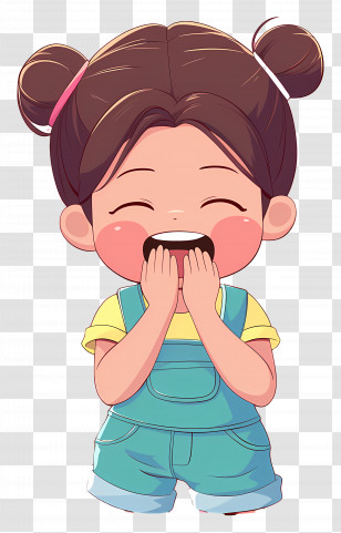 Cartoon Little Girl - Joyful Cartoon Girl Laughing Transparent PNG