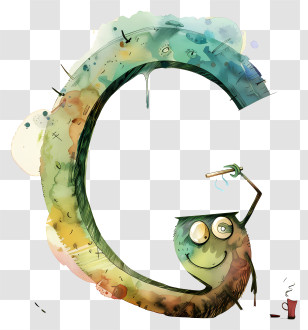 Alphabet Letters - Artistic Letter G With Cartoon Character Transparent PNG
