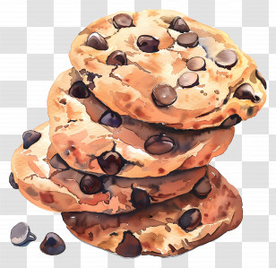 Chocolate Chip Cookies - Stack Of Chocolate Chip Cookies Illustration Transparent PNG