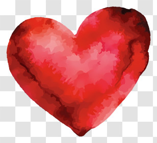 Cartoon - Red Watercolor Heart Design Transparent PNG