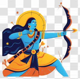 Dussehra - Dynamic Blue Archer With Bow Transparent PNG
