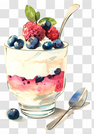 Yogurt Parfait - Layered Fruit Parfait With Berries And Yogurt Transparent PNG