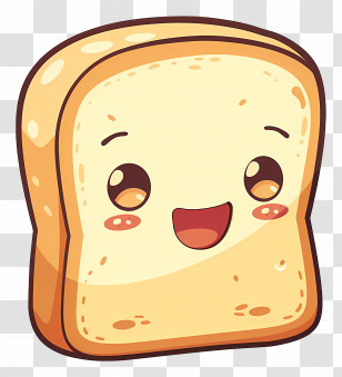 Cute Bread - Cute Cartoon Bread Slice With Happy Expression Transparent PNG
