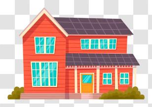 House - Red Cartoon House Illustration Transparent PNG